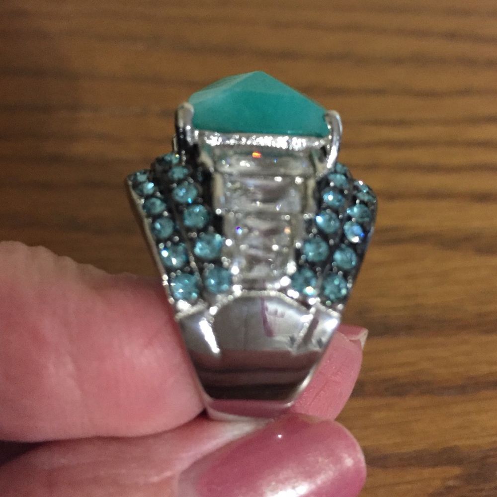 Amazonite & Austrian Crystal ring - Picture 2 of 3